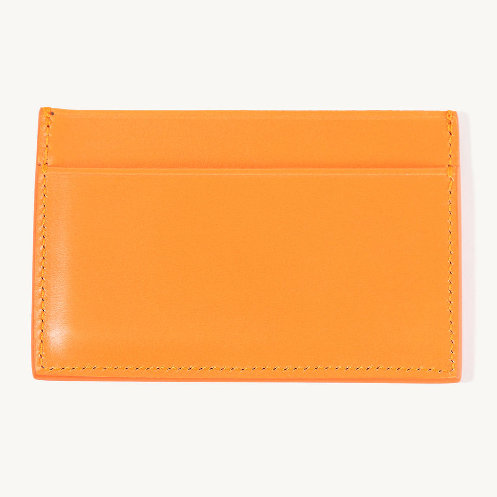 Orange Leather Wallet in Genuine Italian Leather with Olive Chèvre